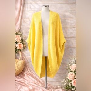 Sunny Yellow Open-Front Knit Cardigan